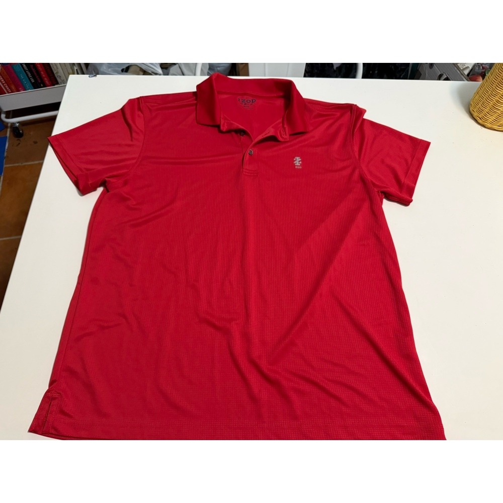 IZOD Golf Men's Solid Red Short Sleeve Collared Polo Shirt Button Logo XL/TG